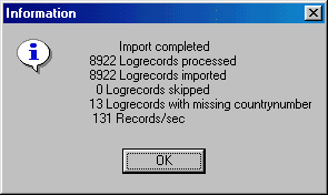 Figure 33:  Import completed information box 