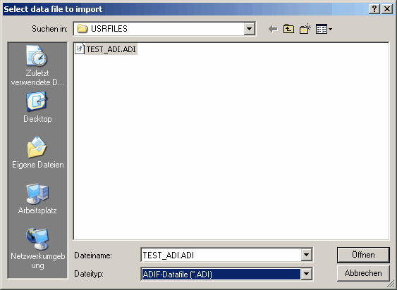 Figure 40:  ADIF file select box 