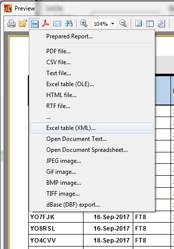 Figure 410:        Menu displaying all available Export Formats