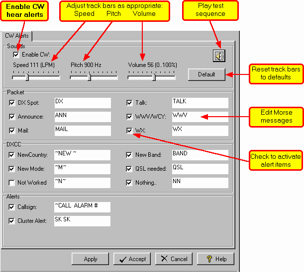 Figure 136:  Editing CW Alerts