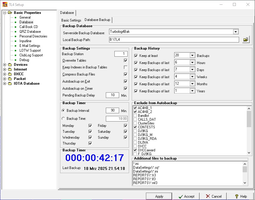 Figure 103: &nbsp;Database Backup Configuration&nbsp;