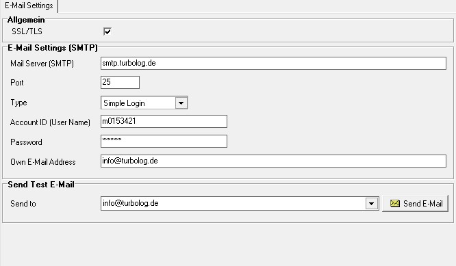 Figure 108: &nbsp;Tab Sheet for E-Mail Messaging from TurboLog