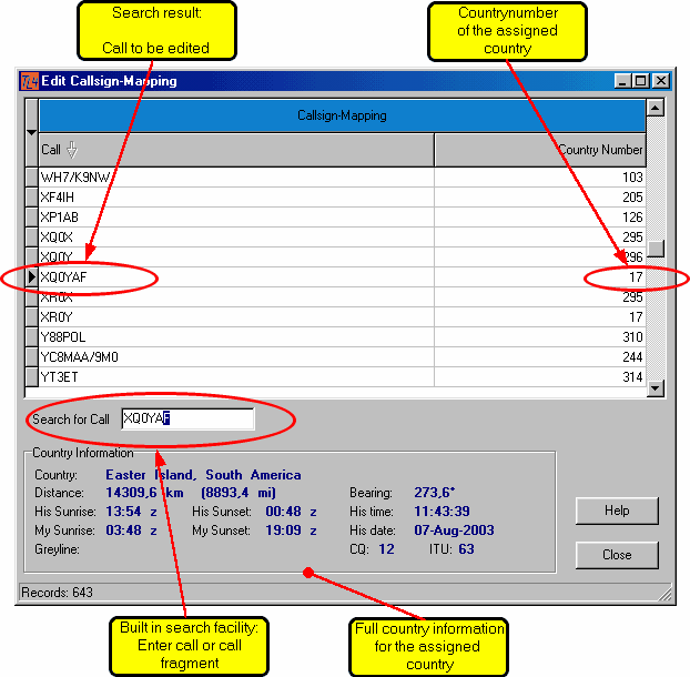 Figure 75:  Editing the Calls Database