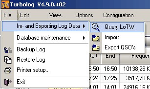 Figure 57:  The Im- and Exporting Sub Menu