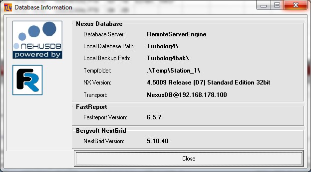 Figure 19:  Database Information Frame