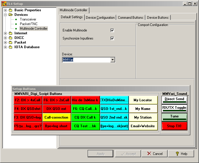 Figure 126:   MMVari Main Tab Sheet Configuration and Button Layout