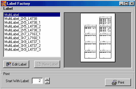 Figure 380:   Upper part of the Multi QSO Label Factory ( excerpt )