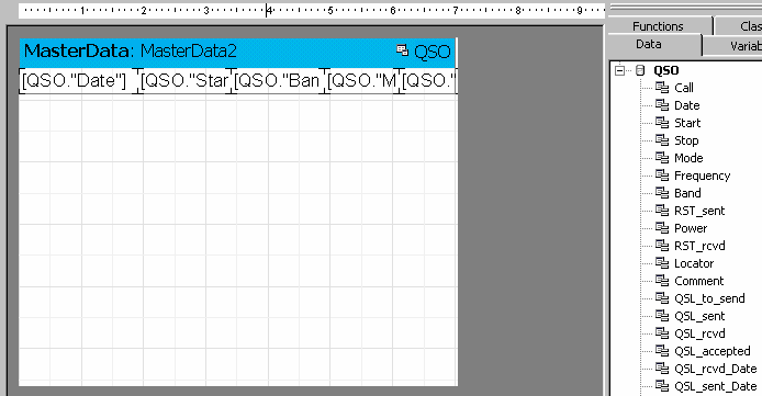 Figure 383:   Cut-away section of QSL Label Designer showing multi QSO label design, MasterData2 page