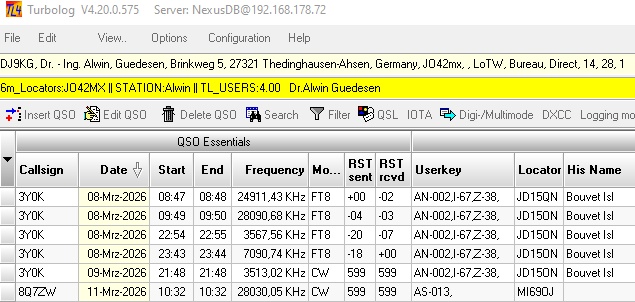Figure 79: &nbsp; Display of outputs from Personal Directories (and Callbook-CD) on the main logging screen