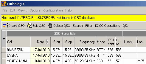 Figure 330:   QRZ Database - Error Message