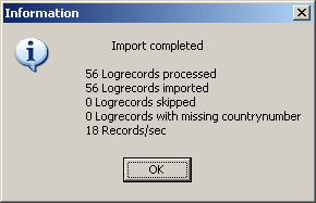 Figure 54:  TL4 Import completed information box 