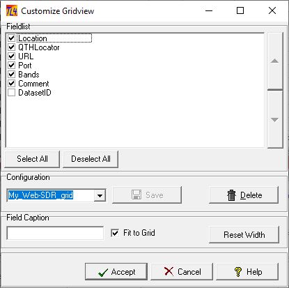 Figure 272: &nbsp;Web SDR Grid View customization menu