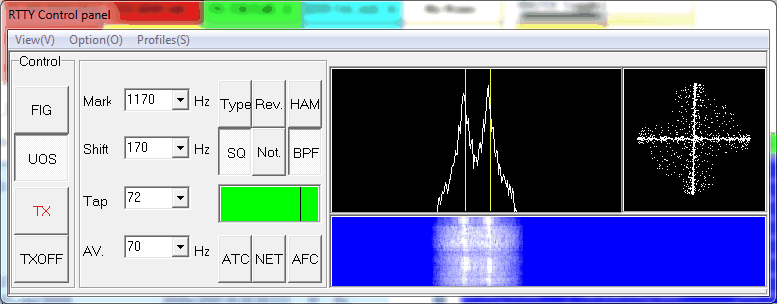 Fig.3: MMTTY: Das betriebsbereite Einstellfenster