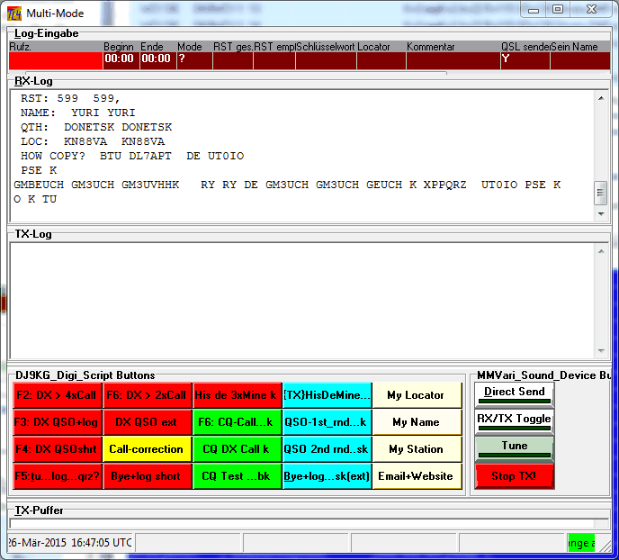 Abb.75:  Einheitliches TX und RX-Fenster mit Macro Knöpfen