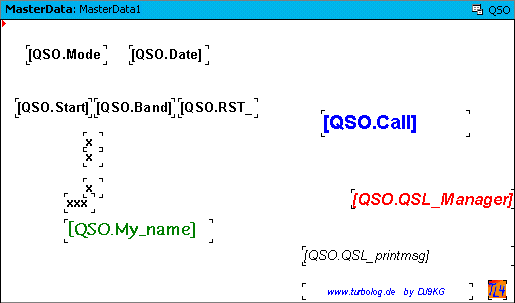 Abb.87:  Schablone für das direkte Bedrucken einer QSL-Karte